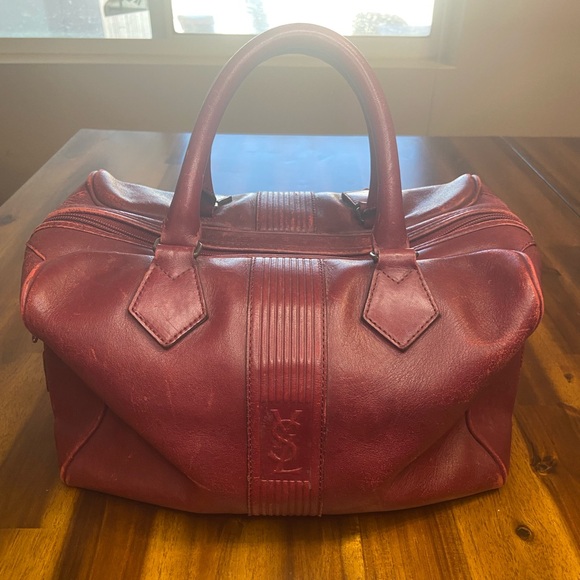 YSL Vintage Red Boston Bag Handle Handbag - Picture 3 of 13